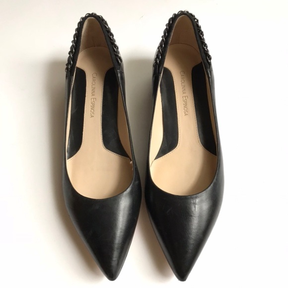 NWT Carolinna Espinosa Black Cadence Leather Flats - Picture 3 of 11